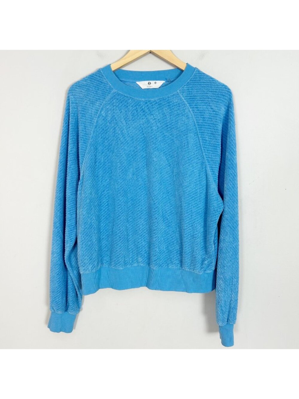 Tavi Swimwear Beach Wear Ease Crew Terry Sweatshirt Blue Size Medium Women's
